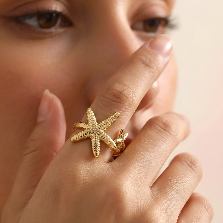 Adjustable Starfish Ring - Mirellien Jewelry