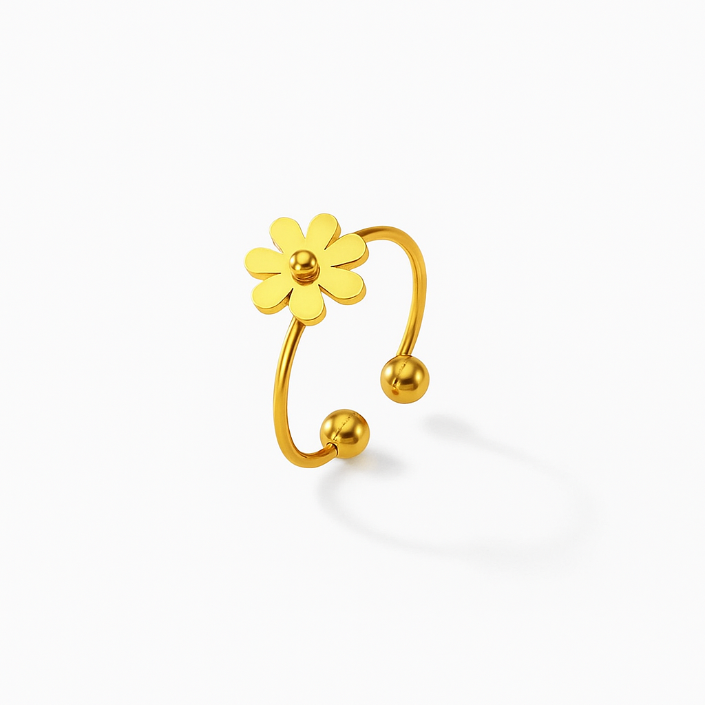 Gold Plated Adjustable Flower Ring