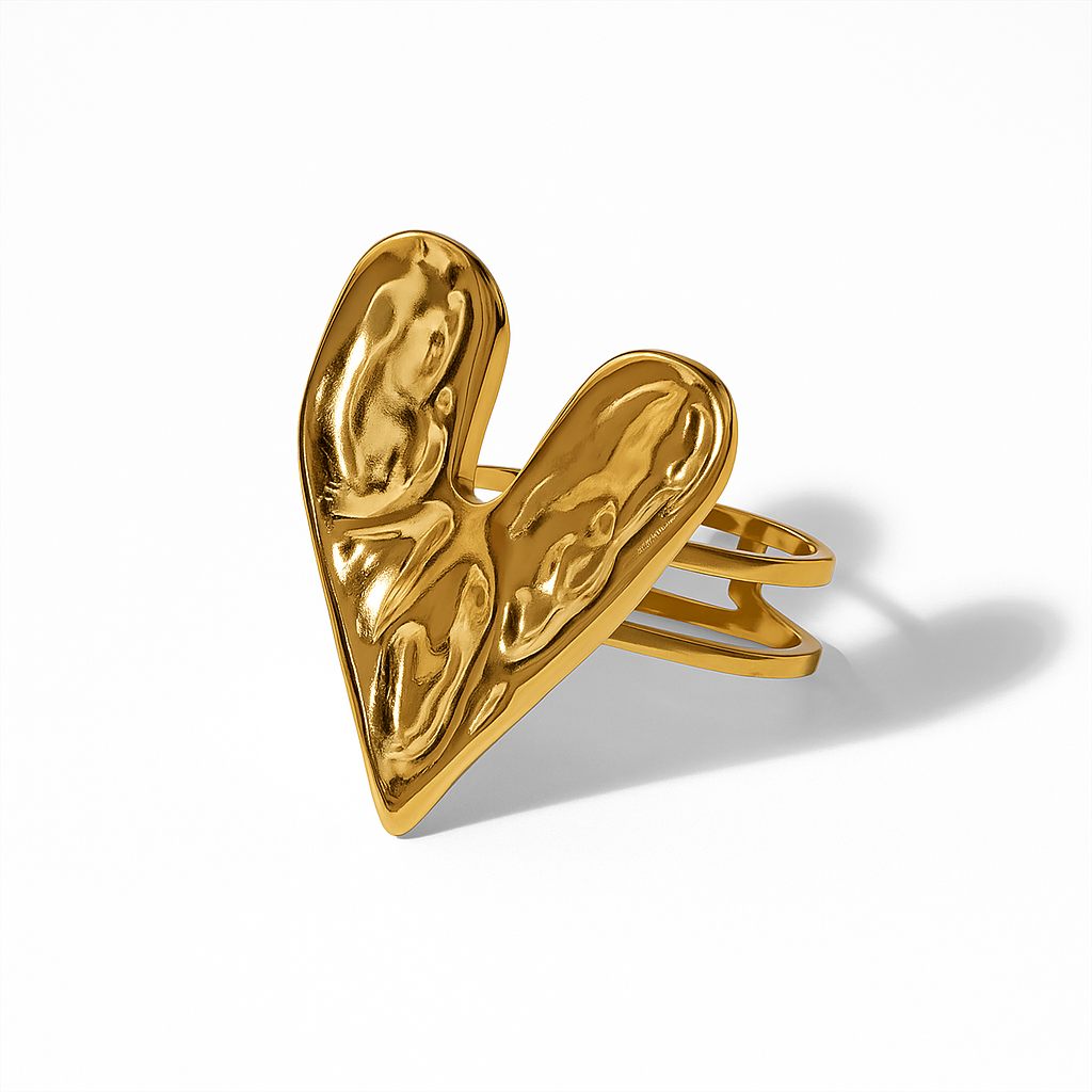 Gold Plated Adjustable Heart Ring