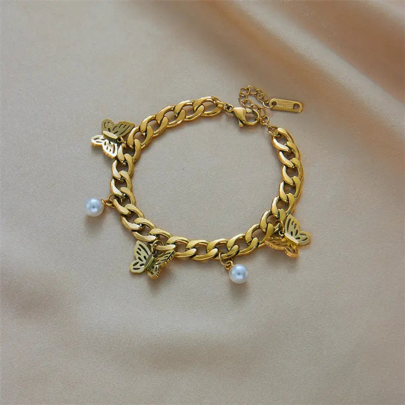Pearl & Butterfly Bracelet MIRELLIEN