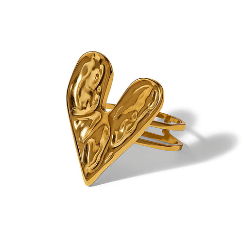 Gold Plated Adjustable Heart Ring - Mirellien Jewelry