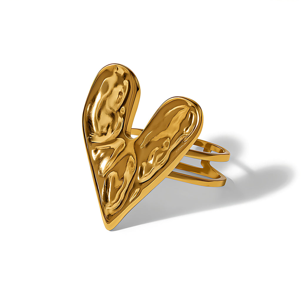 Gold Plated Adjustable Heart Ring - Mirellien Jewelry