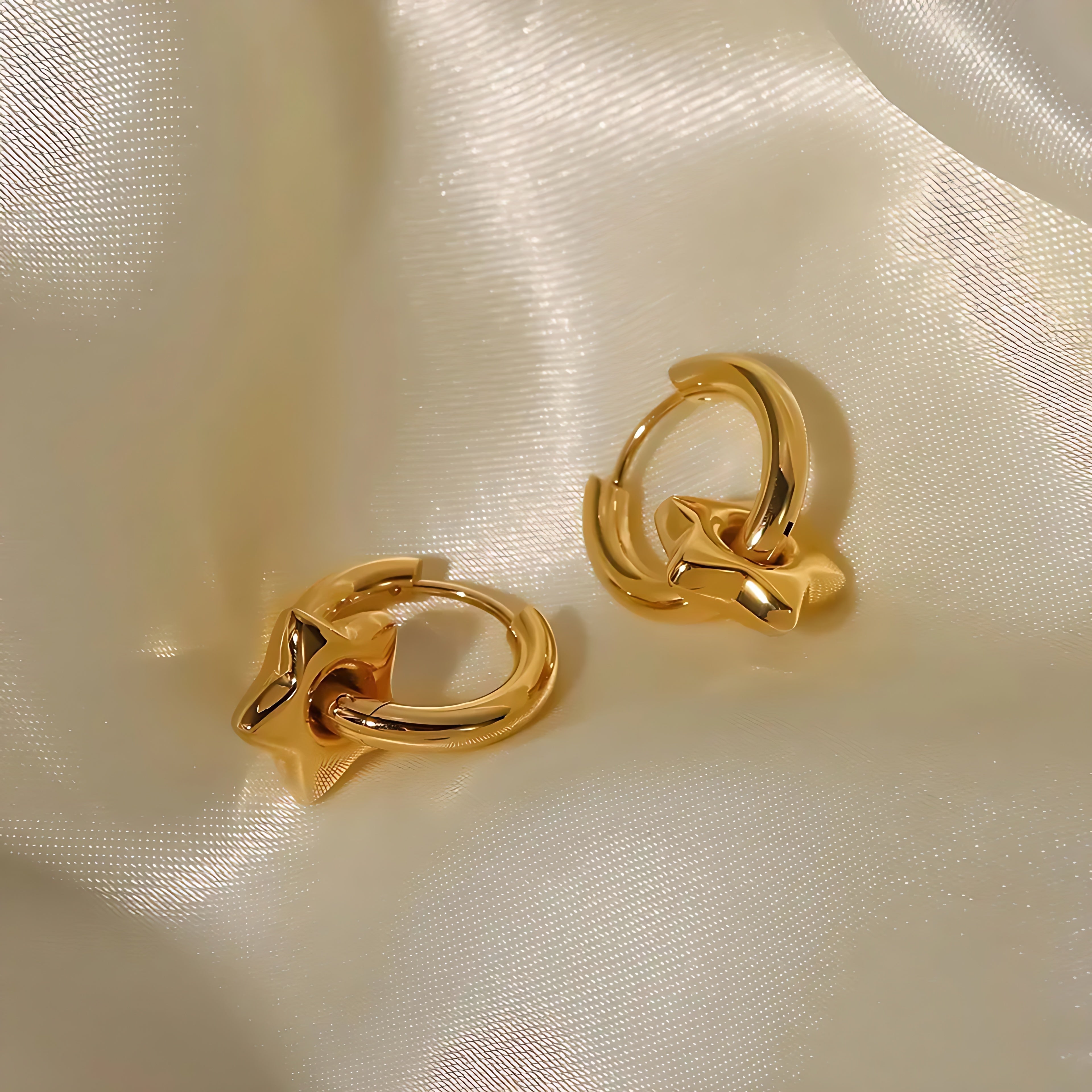 Fashion Star Plating Stainless Steel Gold Plated Earrings - Mirellien Jewelry