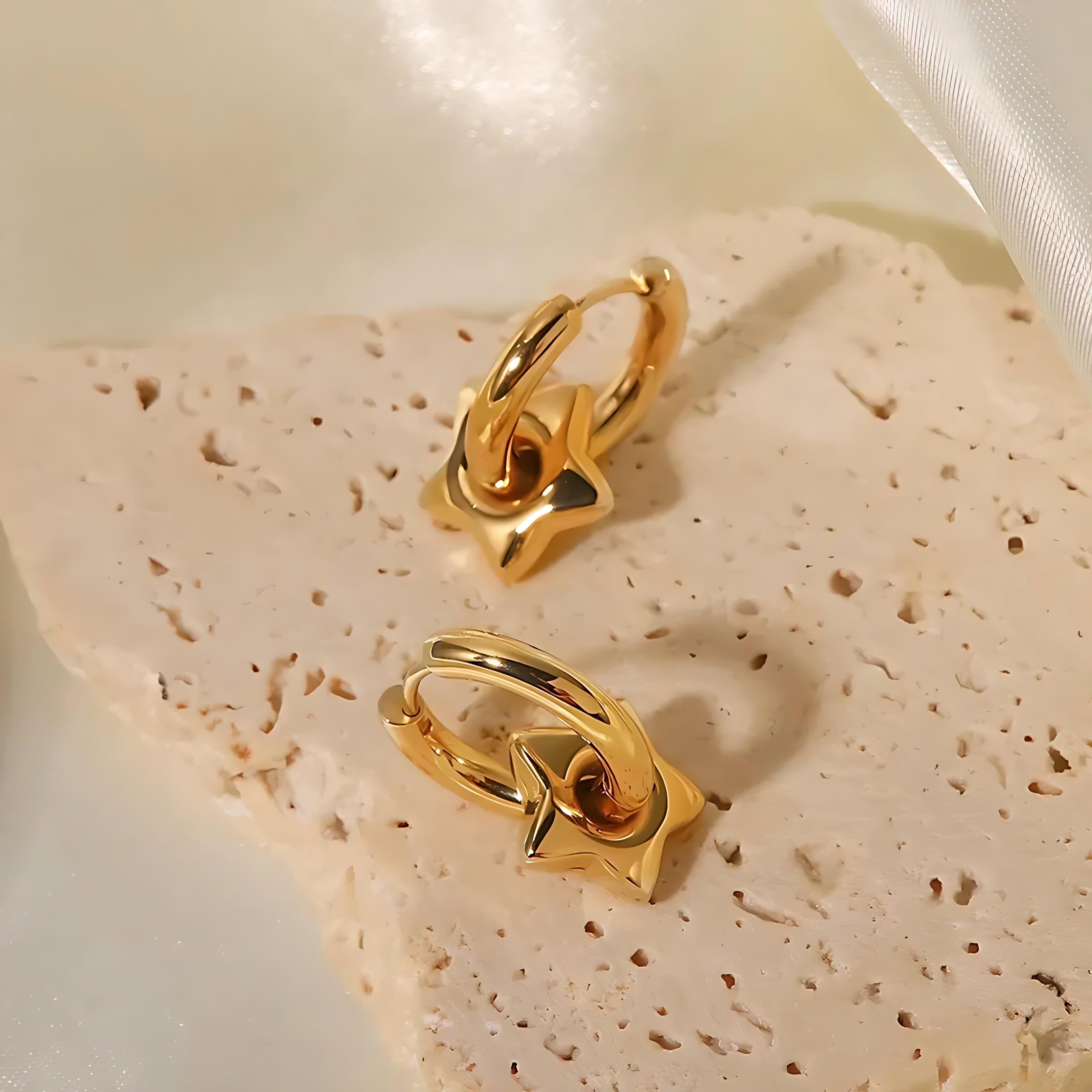 Fashion Star Plating Stainless Steel Gold Plated Earrings - Mirellien Jewelry