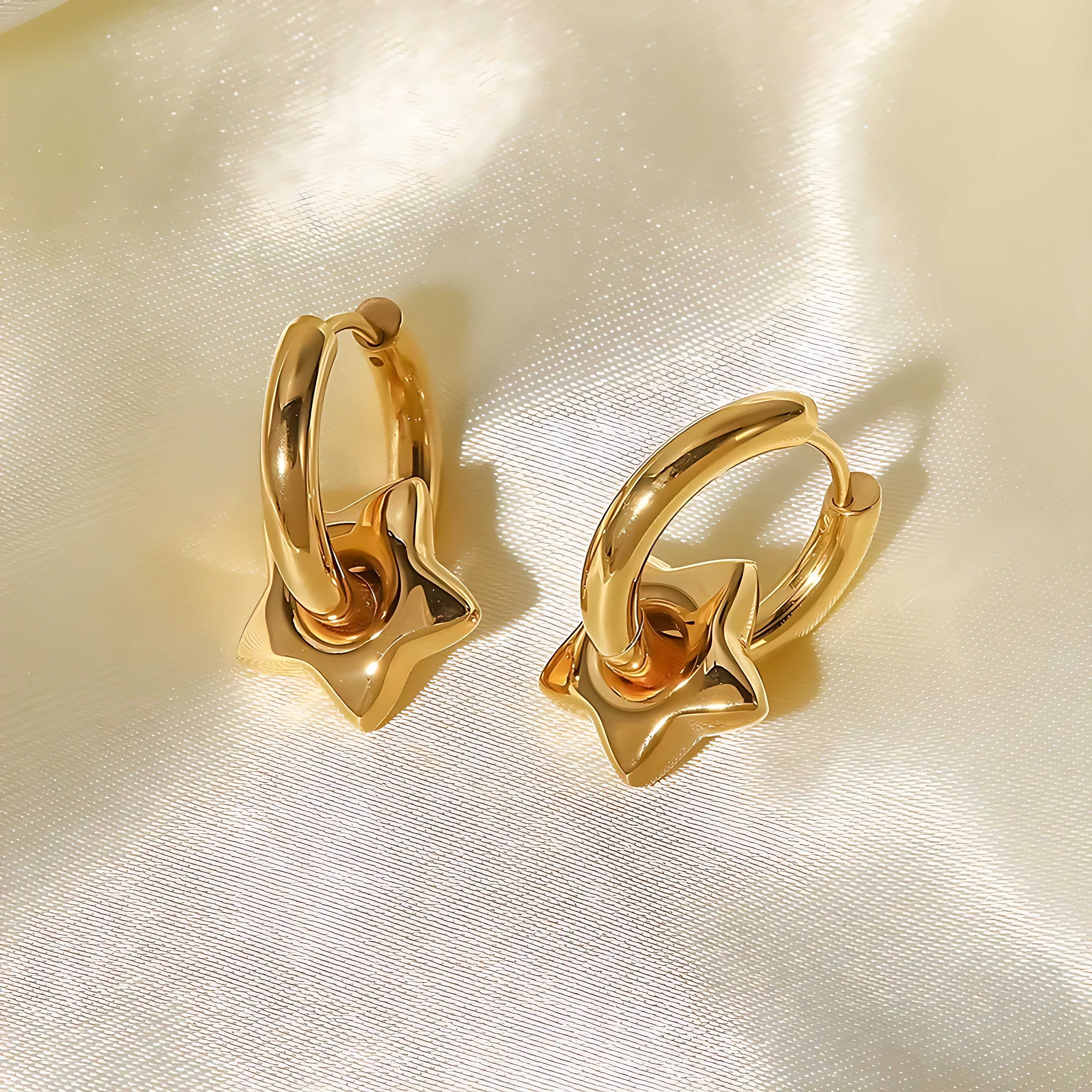 Fashion Star Plating Stainless Steel Gold Plated Earrings - Mirellien Jewelry