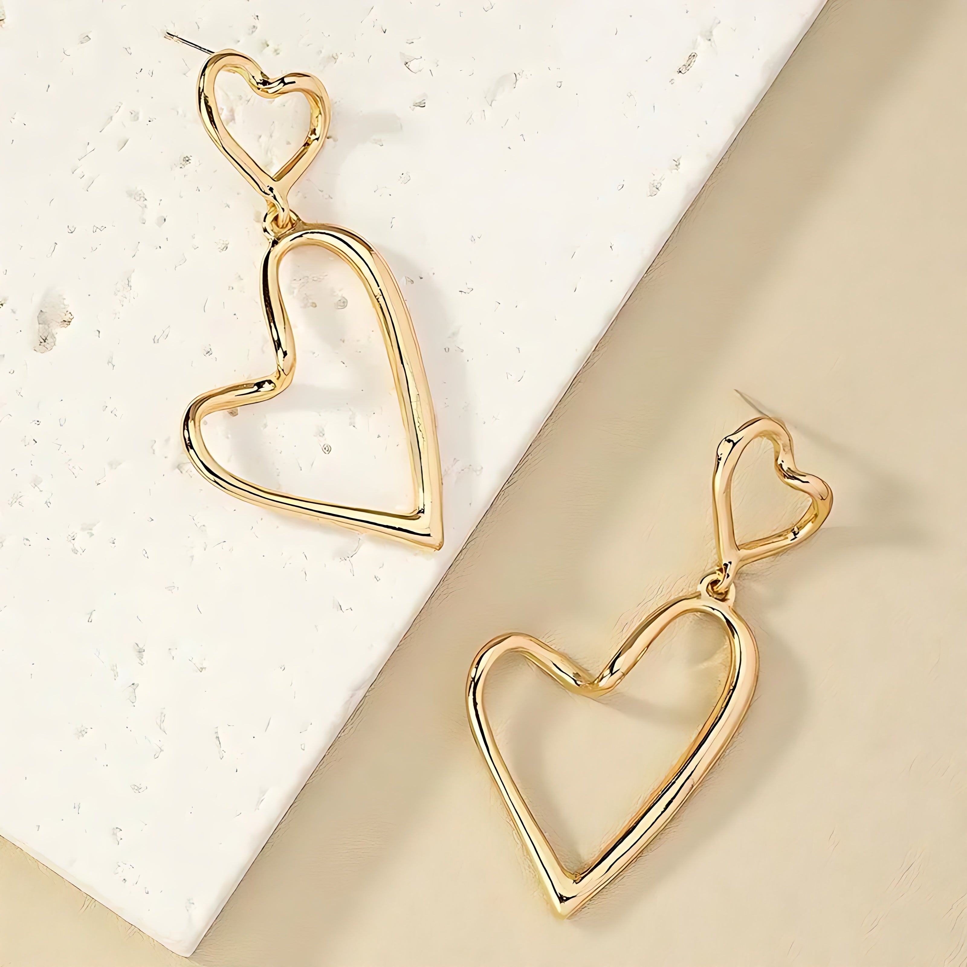 Modern Style Heart Shape Alloy Women Drop Earrings - Mirellien Jewelry