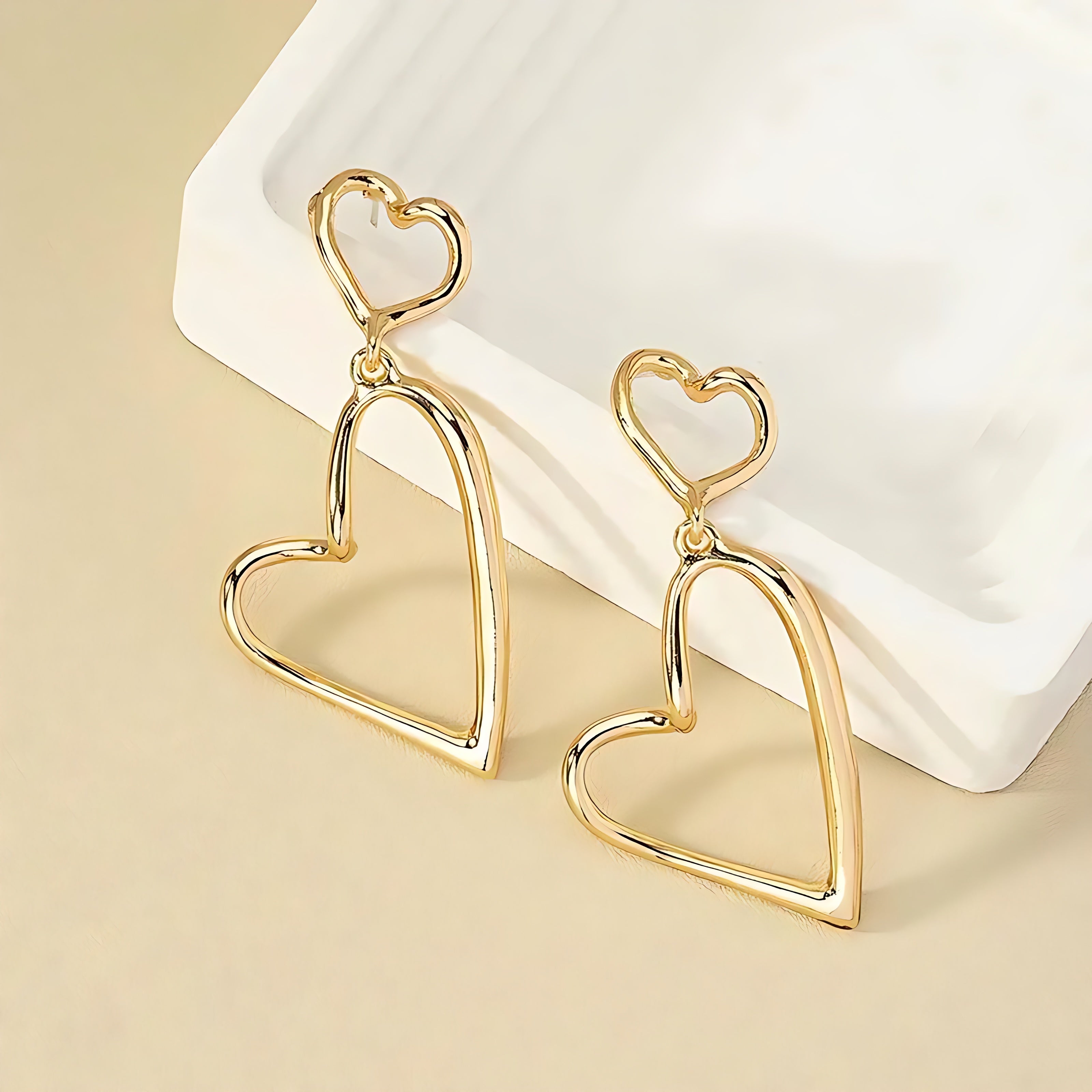 Modern Style Heart Shape Alloy Women Drop Earrings - Mirellien Jewelry