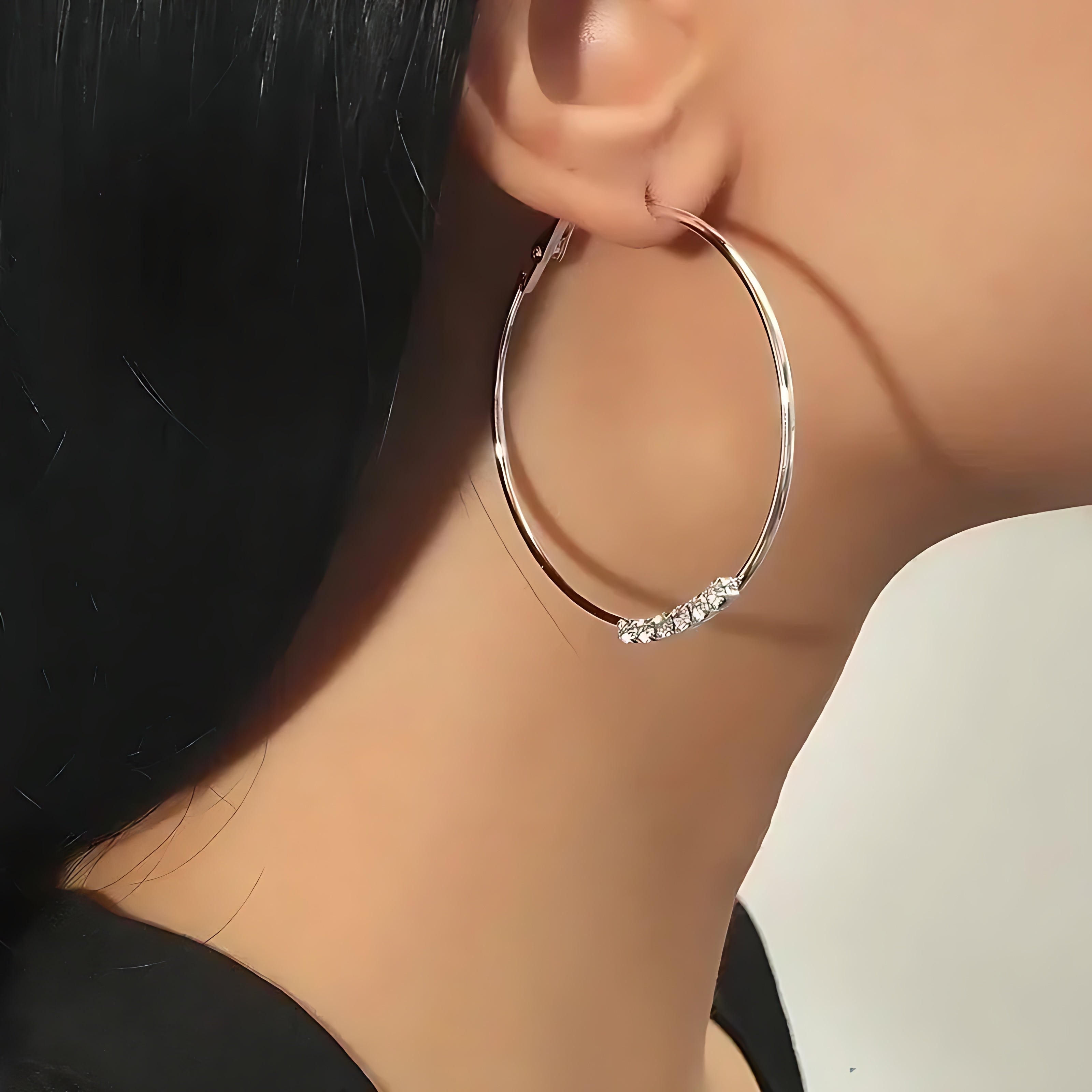 Rhinestone Hoops - Mirellien Jewelry