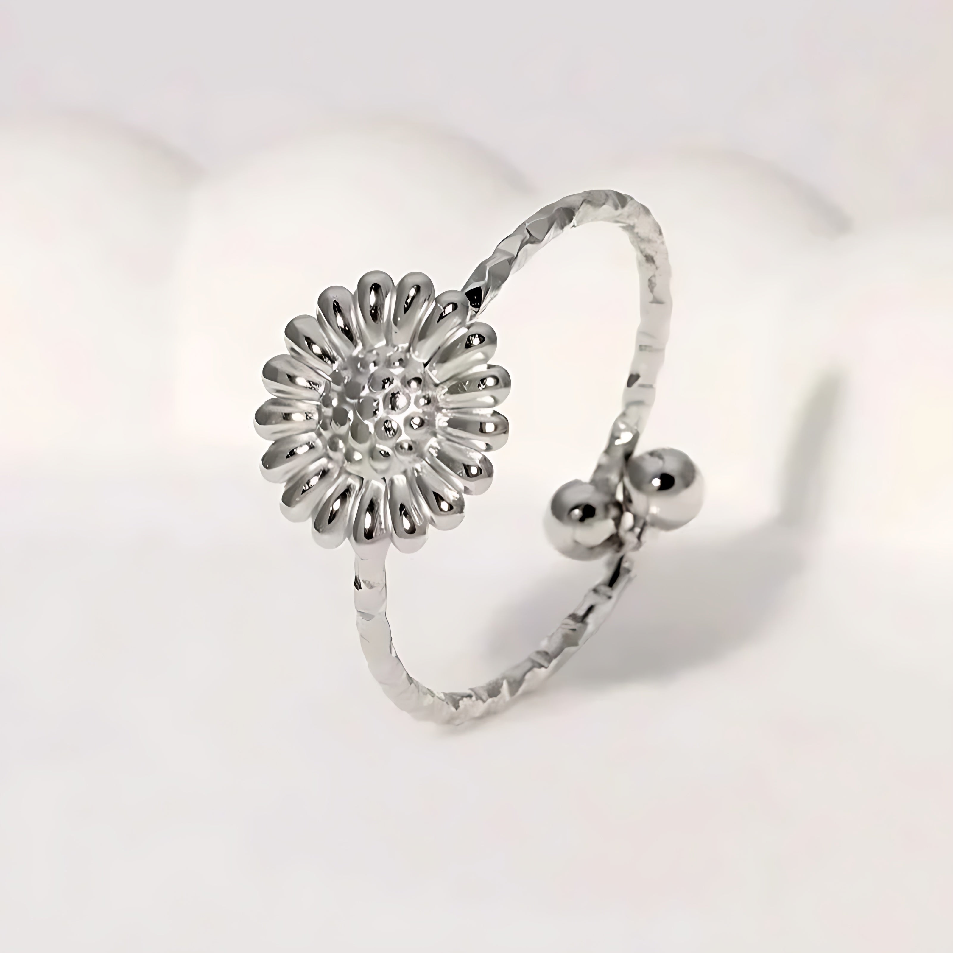 Gold Plated Adjustable Daisy Flower Ring - Mirellien Jewelry