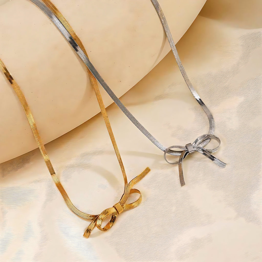 Bow Pendant Clavicle Necklace - Mirellien Jewelry