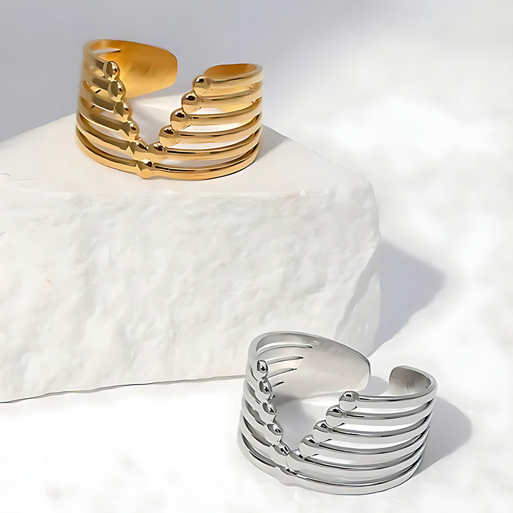 Gold Adjustable Geometric Ring - Mirellien Jewelry