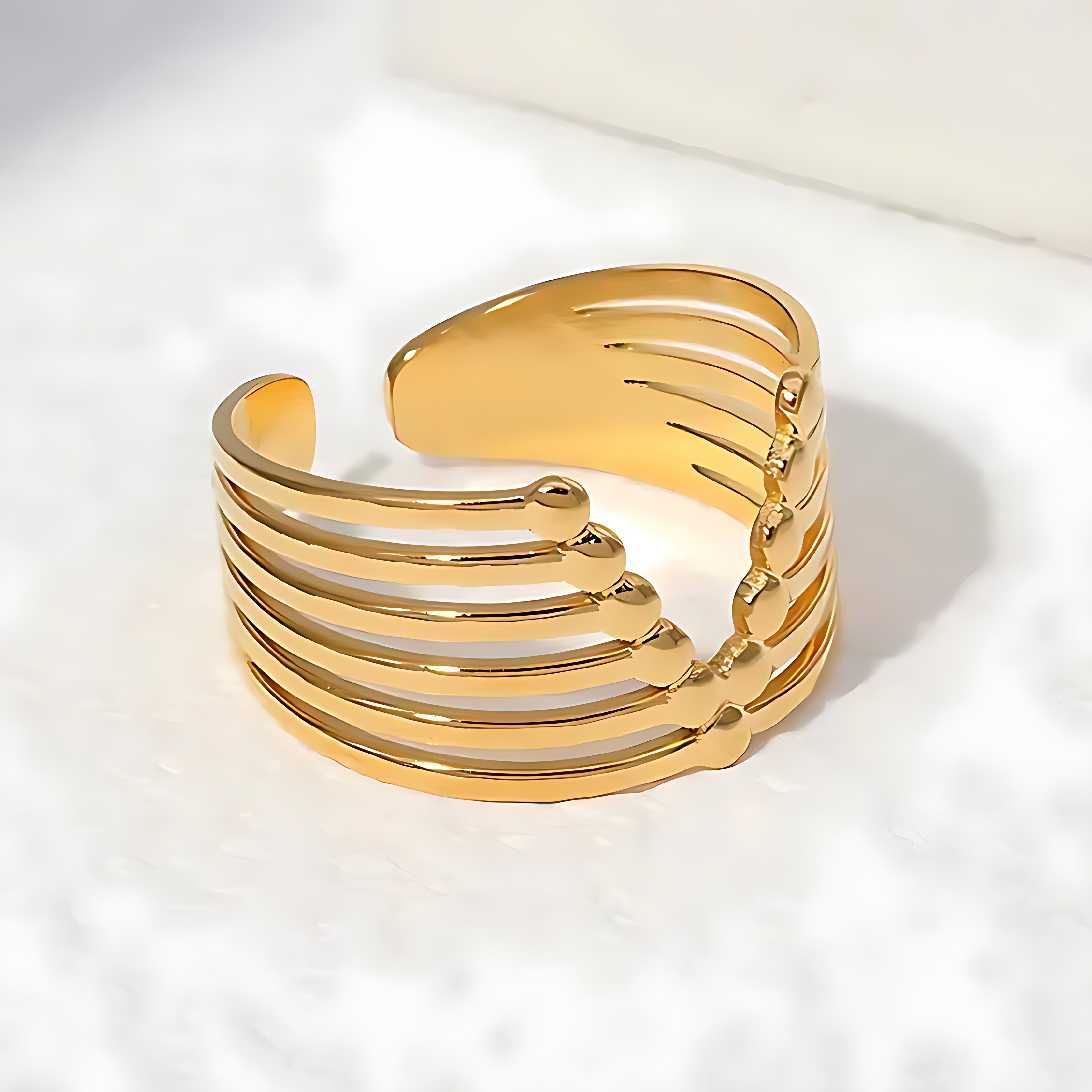 Gold Adjustable Geometric Ring - Mirellien Jewelry