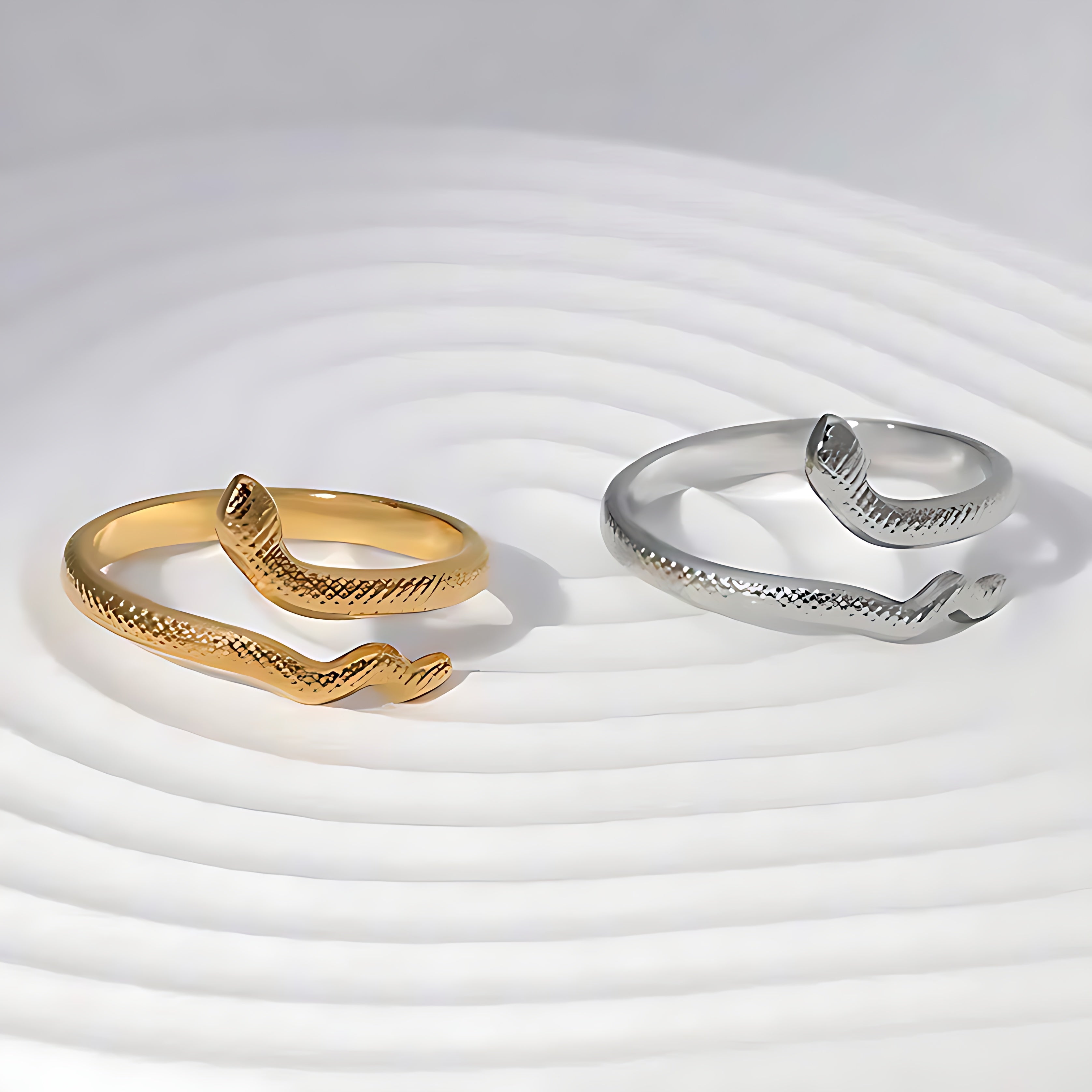 Titanium Steel Snake-Shaped Adjustable Ring - Mirellien Jewelry