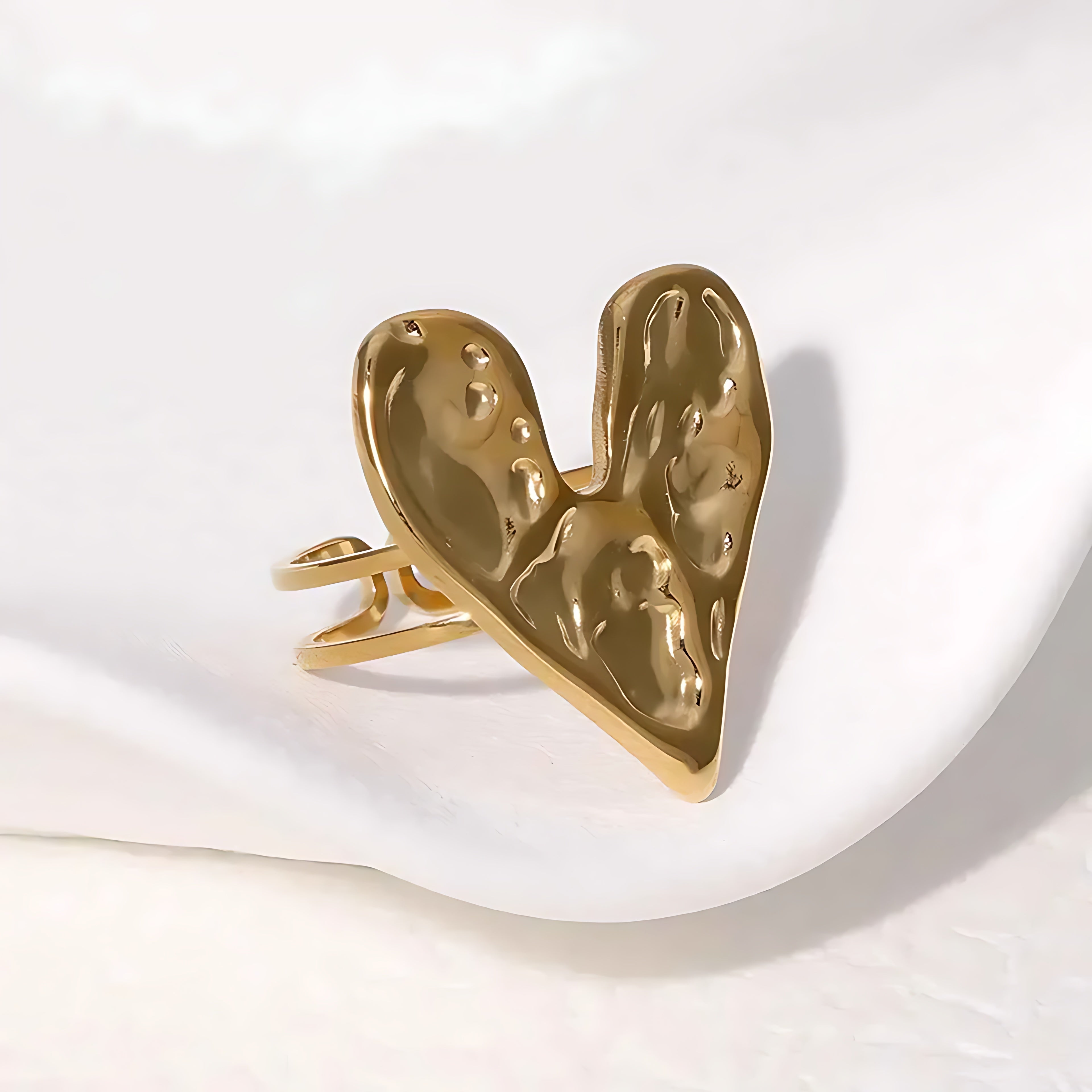 Gold Plated Adjustable Heart Ring - Mirellien Jewelry
