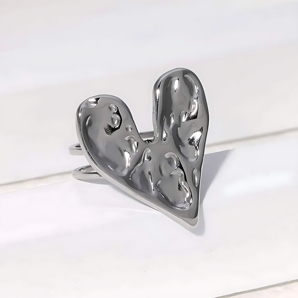 Gold Plated Adjustable Heart Ring - Mirellien Jewelry