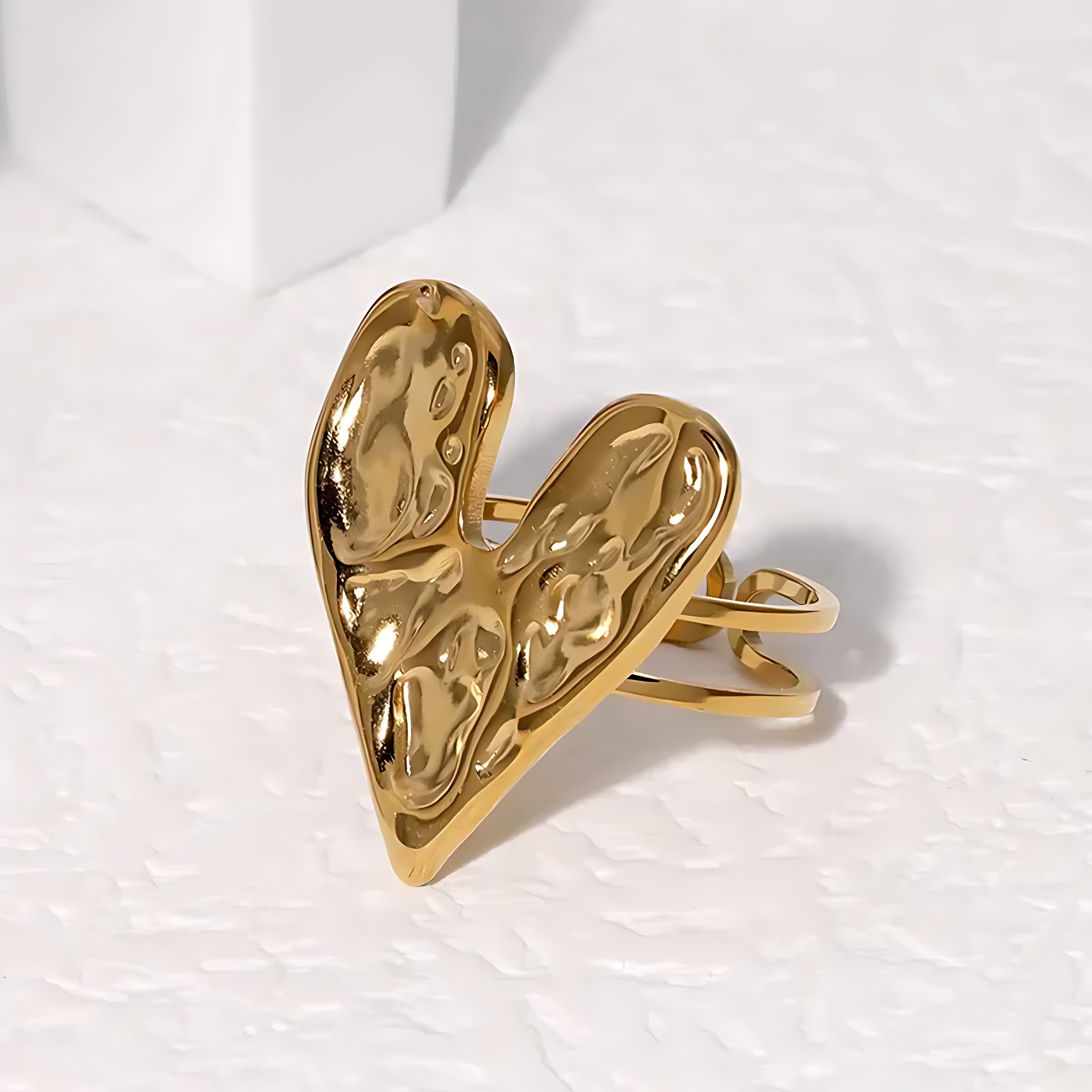 Gold Plated Adjustable Heart Ring - Mirellien Jewelry