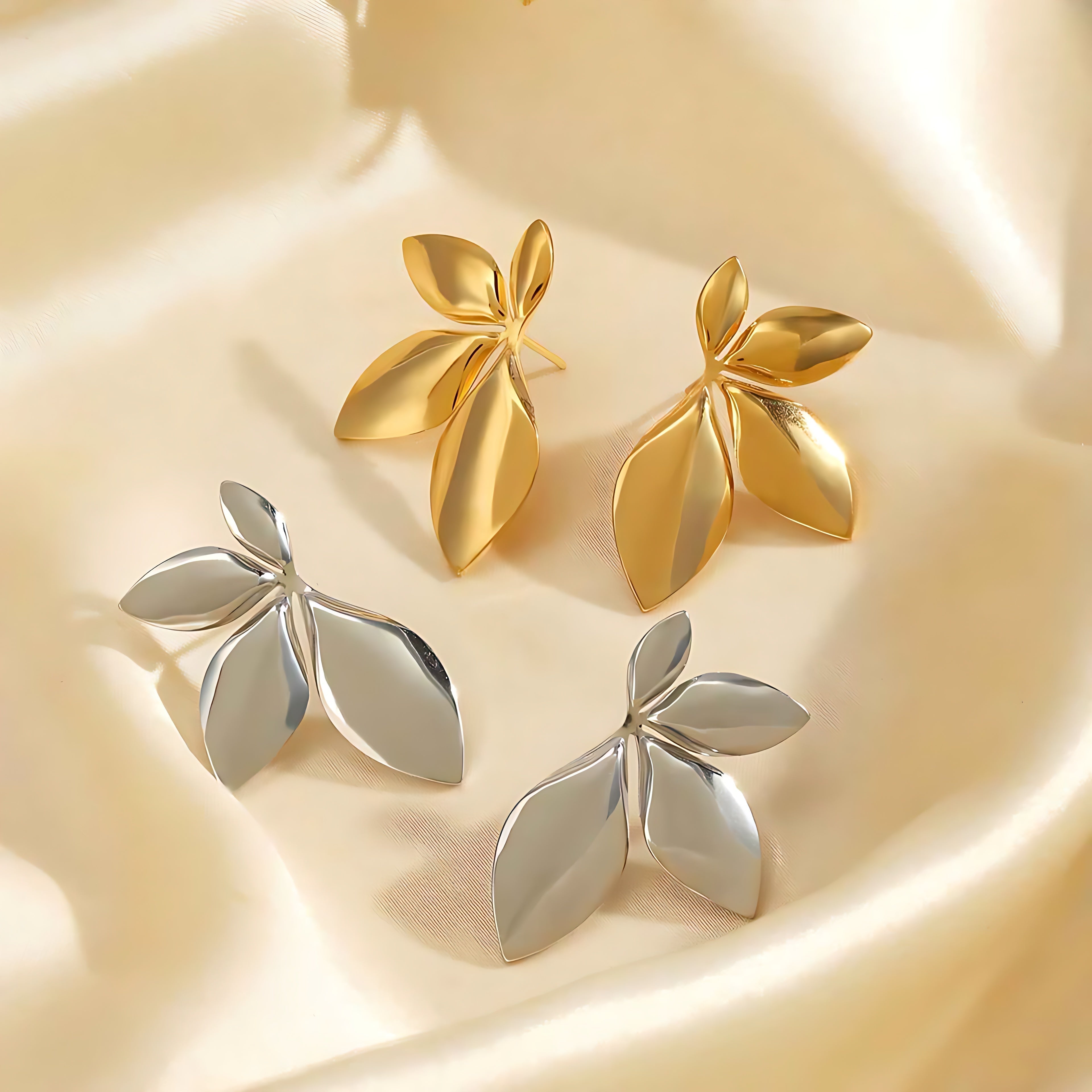 Leaf Asymmetric Earrings - Mirellien Jewelry