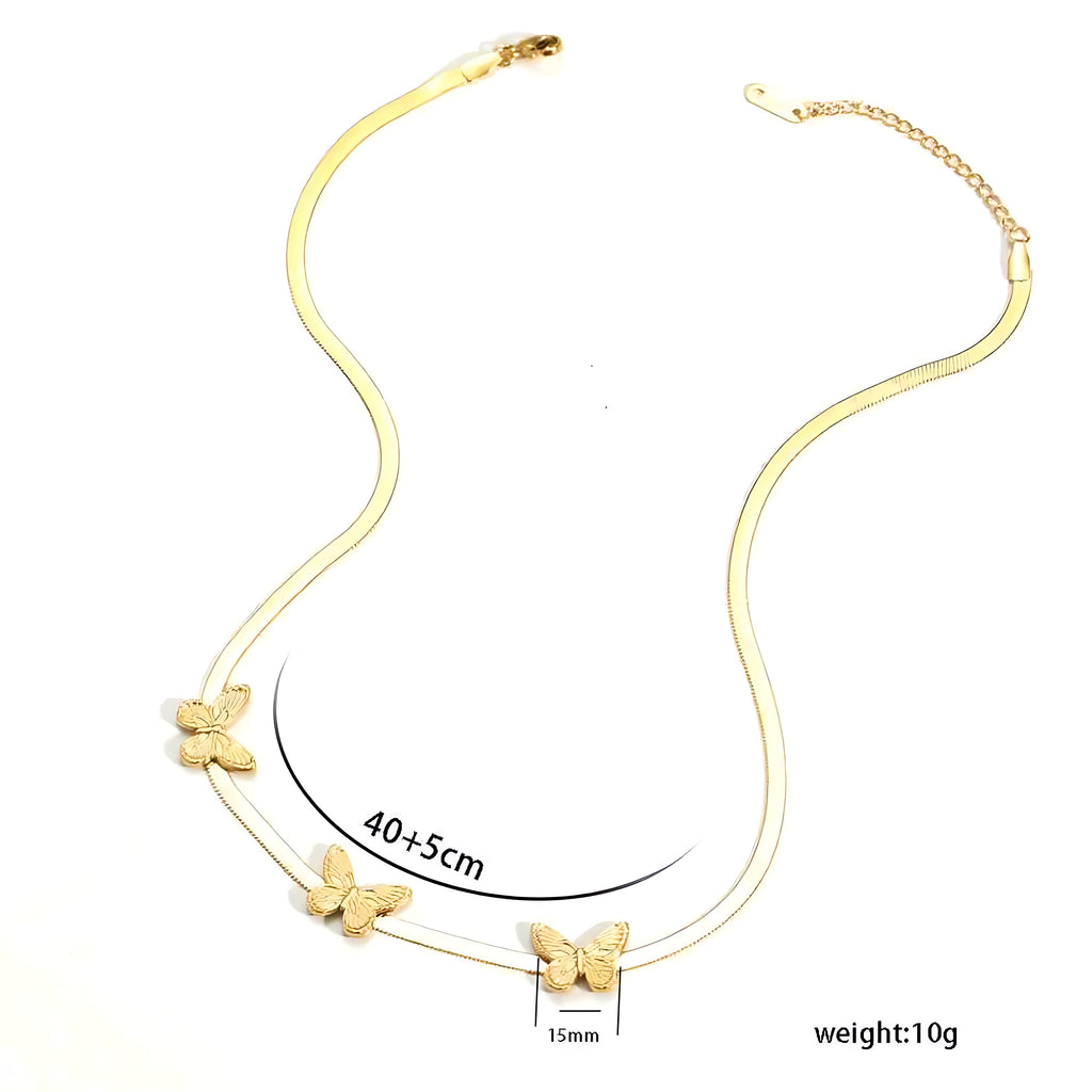 Butterfly Pendant Snake Bone Chain Necklace - Mirellien Jewelry