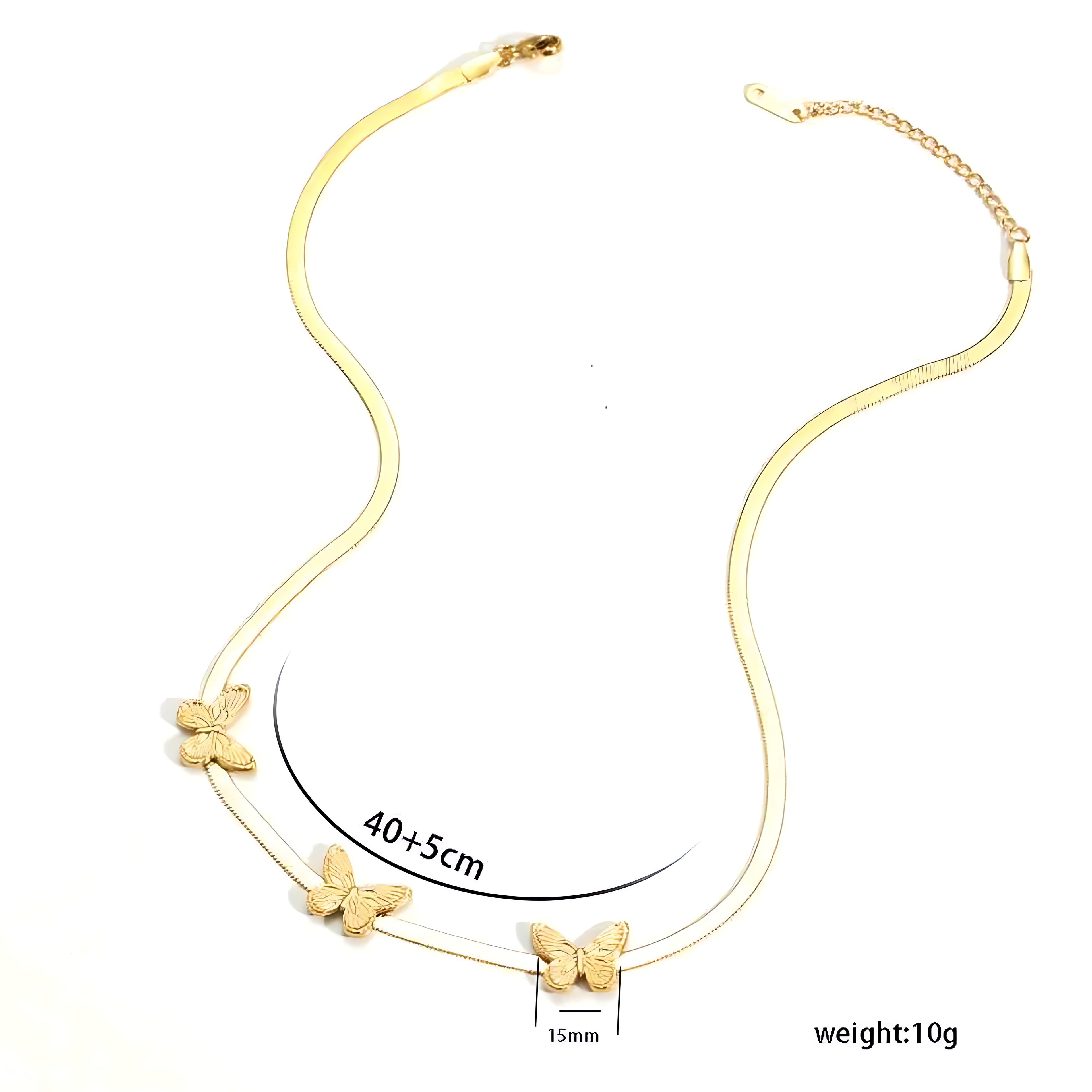 Butterfly Pendant Snake Bone Chain Necklace - Mirellien Jewelry