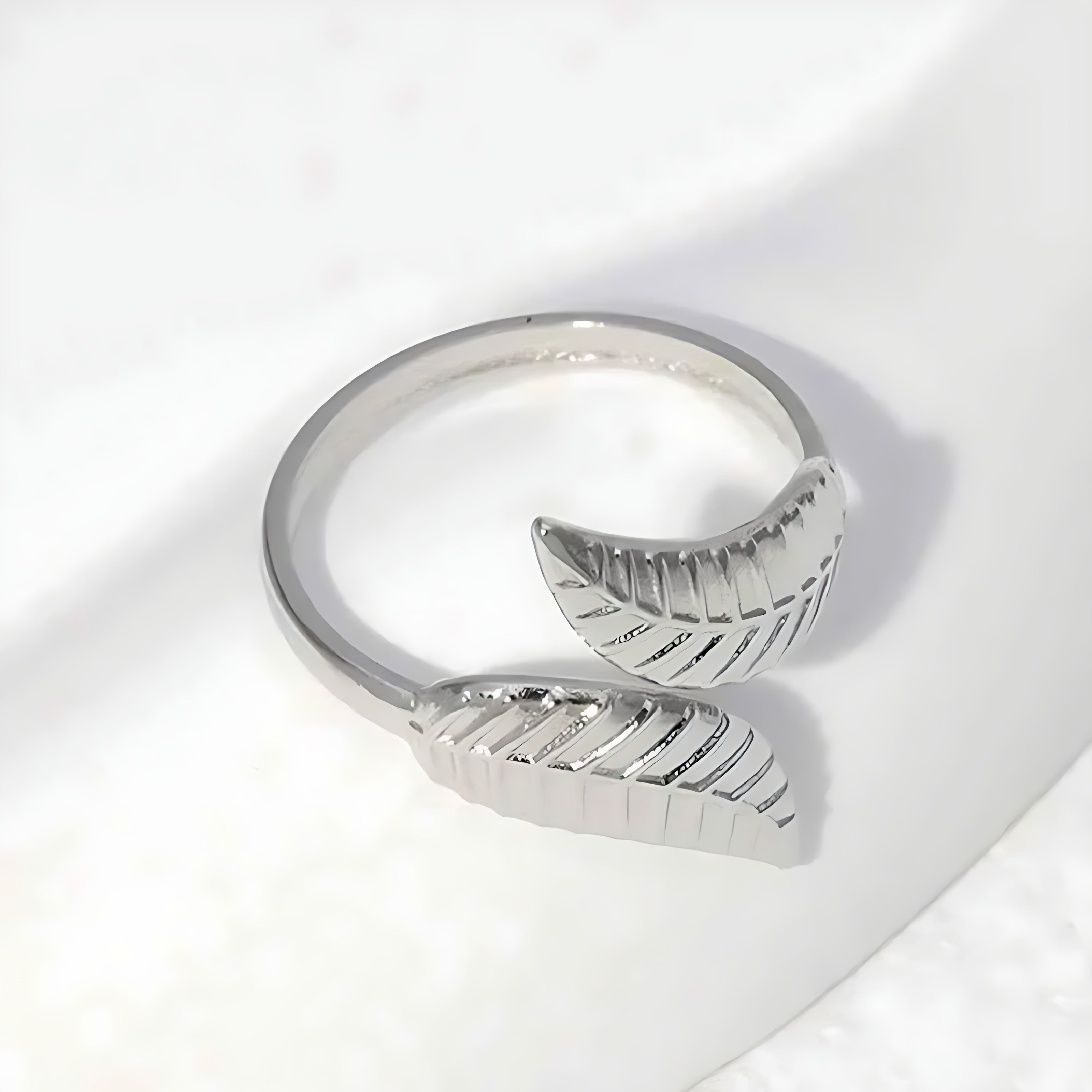 Gold Plated Adjustable Leaf Ring - Mirellien Jewelry