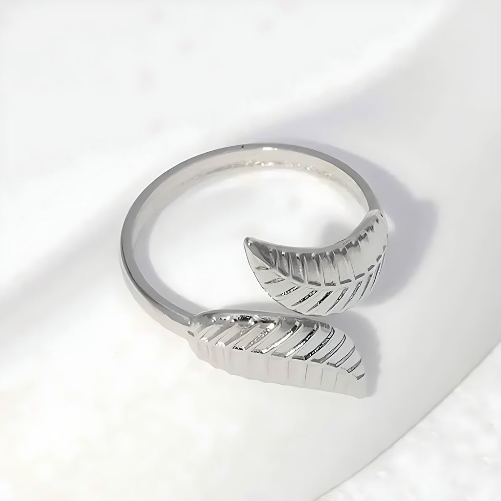 Gold Plated Adjustable Leaf Ring - Mirellien Jewelry