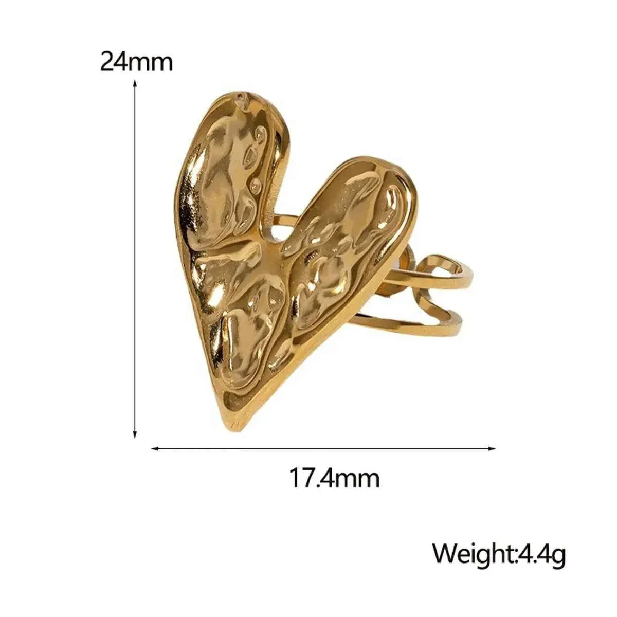 Gold Plated Adjustable Heart Ring