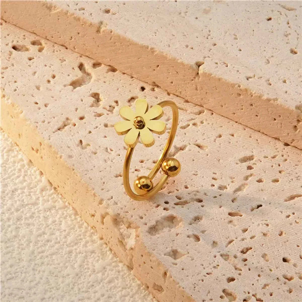 Gold Plated Adjustable Flower Ring