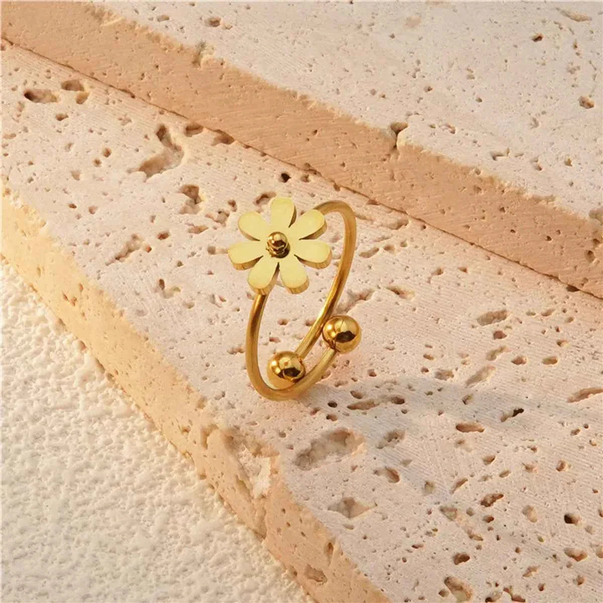 Gold Plated Adjustable Flower Ring