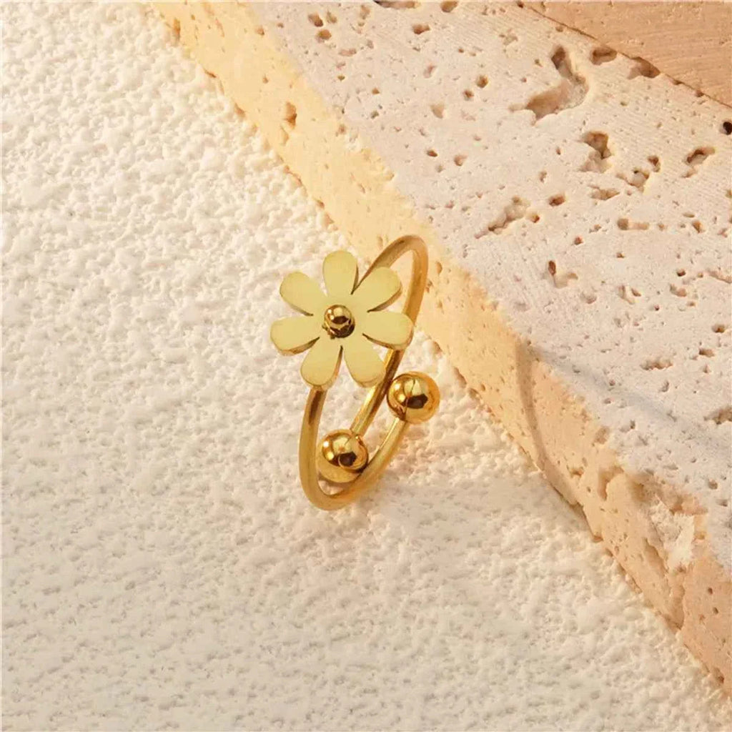 Gold Plated Adjustable Flower Ring