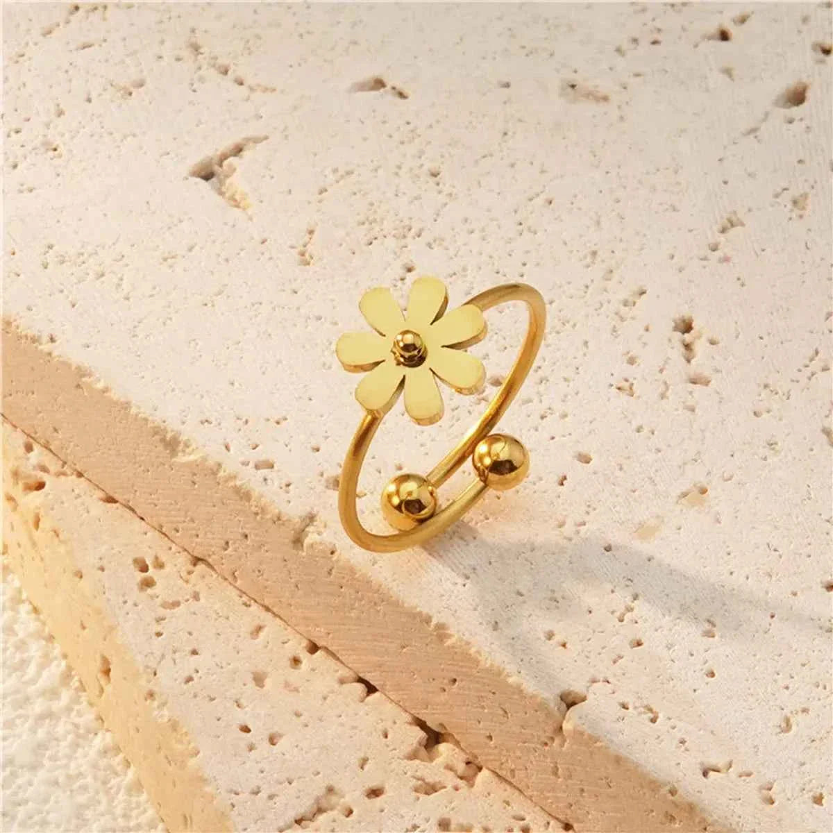 Gold Plated Adjustable Flower Ring