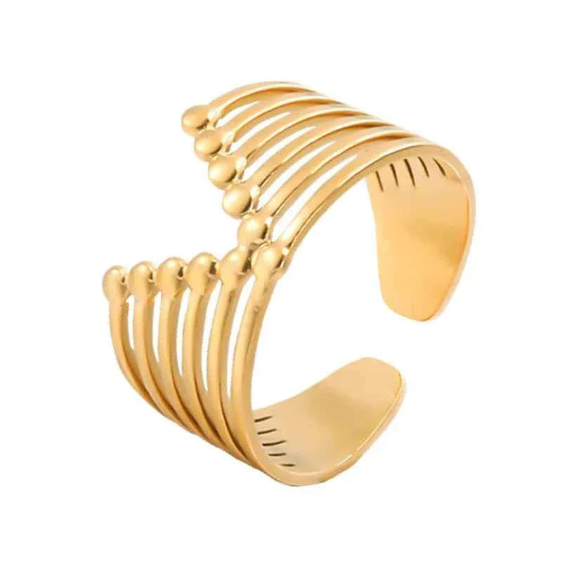 Gold Plated Adjustable Geometric Ring