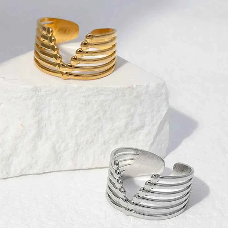 Gold Plated Adjustable Geometric Ring