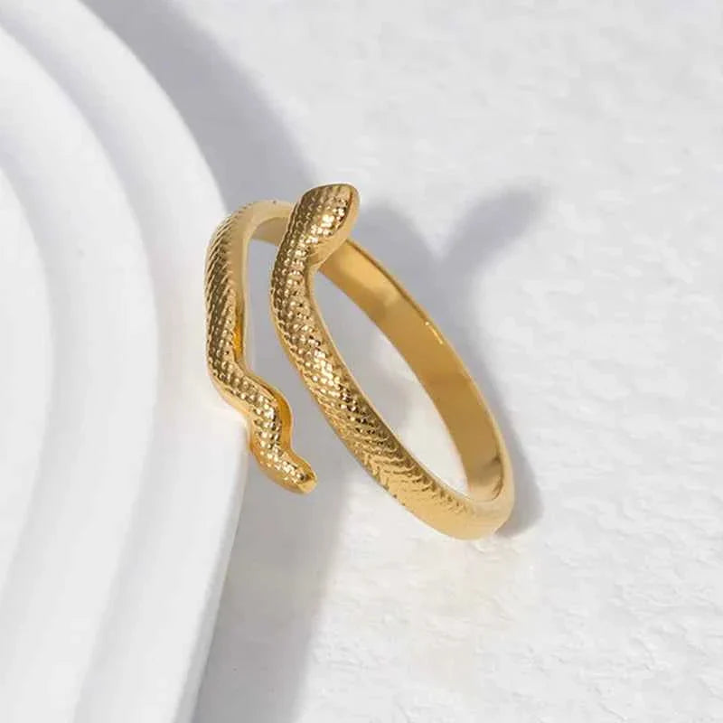Titanium Steel Snake-Shaped Adjustable Ring