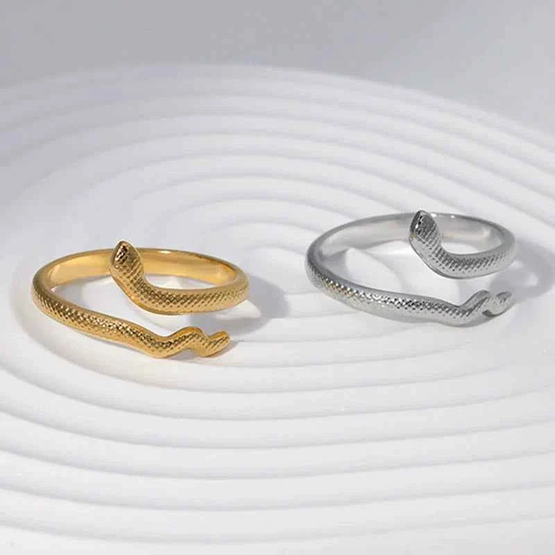 Titanium Steel Snake-Shaped Adjustable Ring