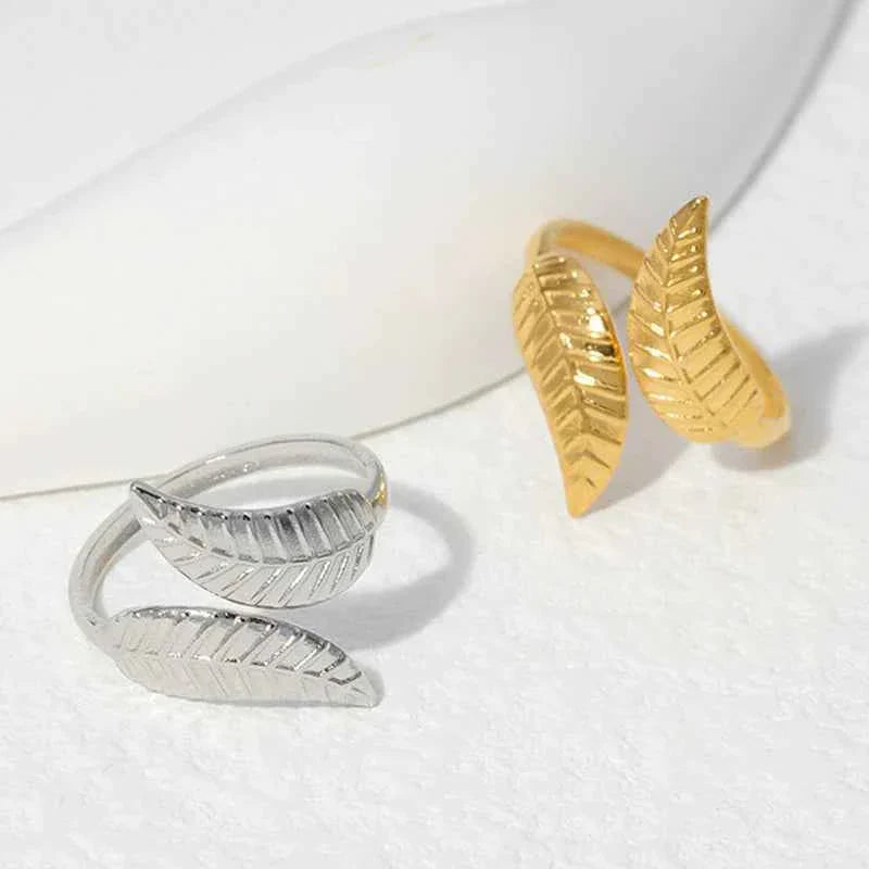 Gold Plated Adjustable Leaf Ring
