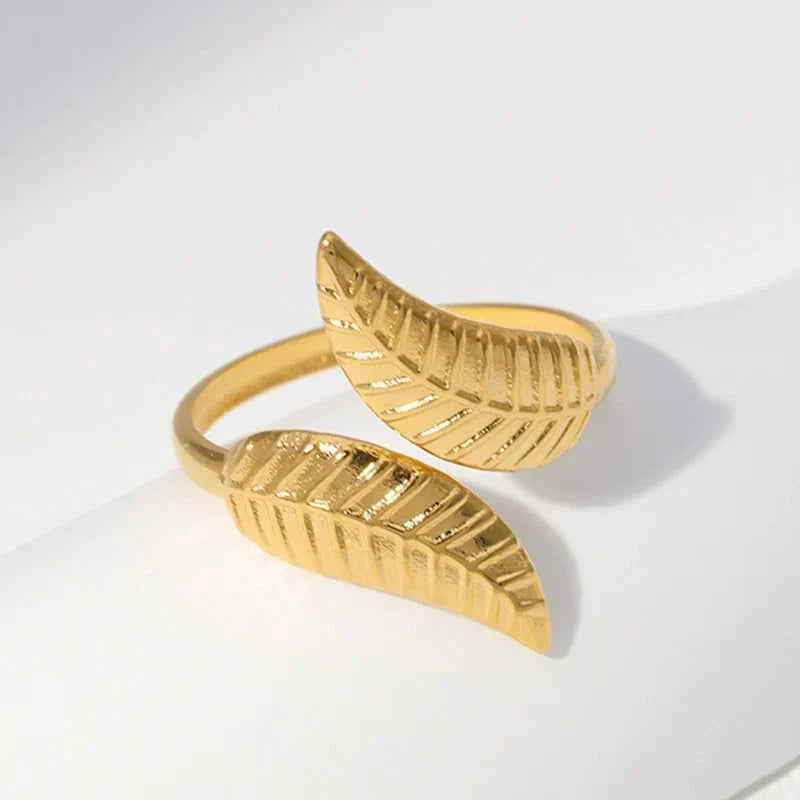 Gold Plated Adjustable Leaf Ring