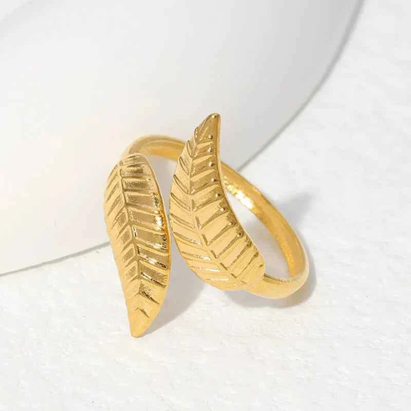 Gold Plated Adjustable Leaf Ring